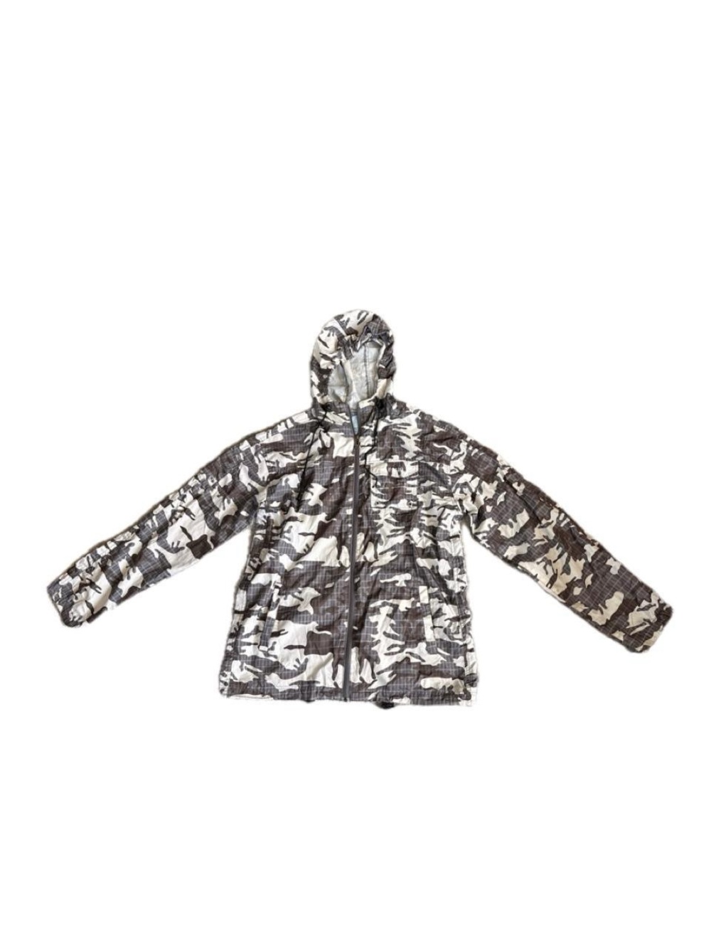 Hooded Camo Jacket - Gray & White
